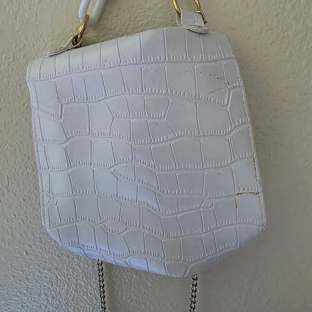 Wild Fable Grey Neon Yellow Sling Backpack and White Croc Crossbody Bag Set